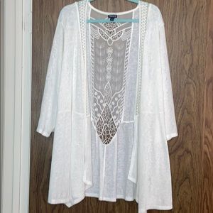 White Crochet Back Sheer Cardigan (Torrid)